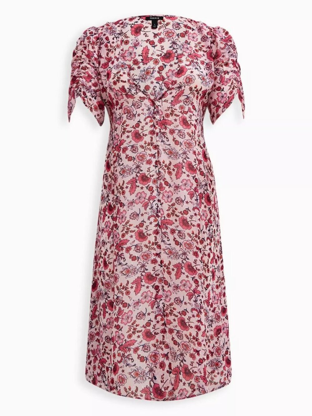 Torrid Chiffon Ruched Sleeve Floral Kimono Pink Plus Size 00 M L 10